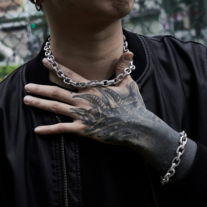 10mm H-Link Chain in White Gold - Image 4