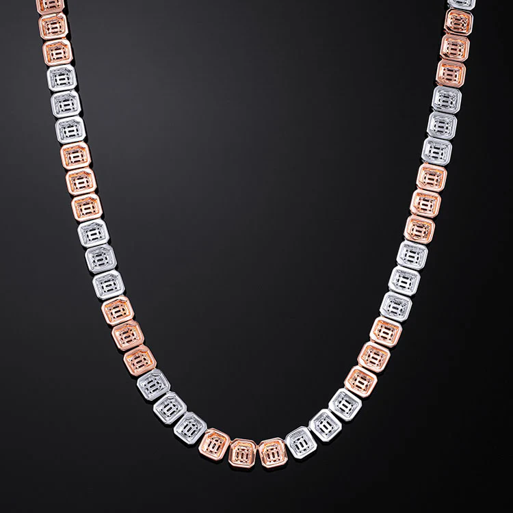 10mm Two-Tone Halo Baguette Link Chain - Image 3