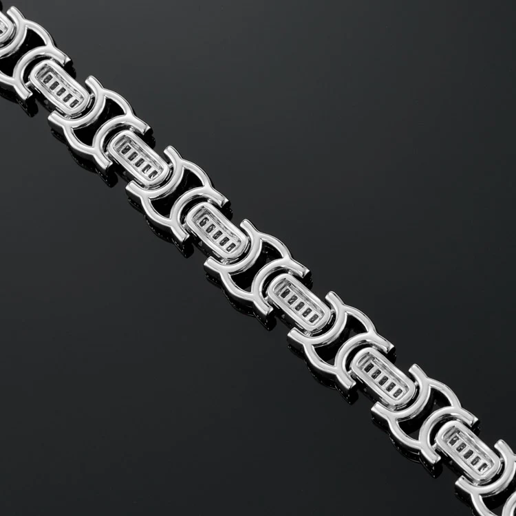 12mm Byzantine Link Bracelet in White Gold - Image 4