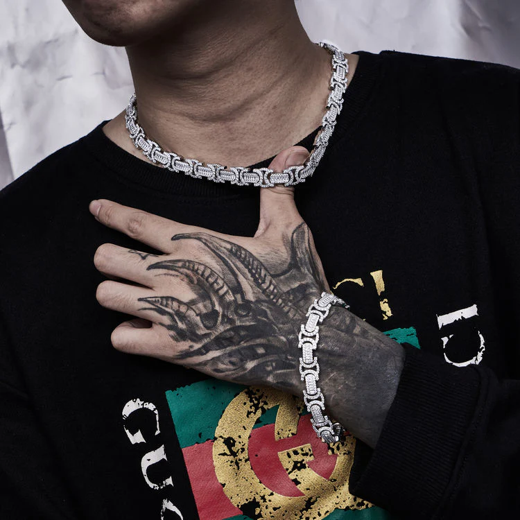 12mm Byzantine Link Bracelet in White Gold - Image 5