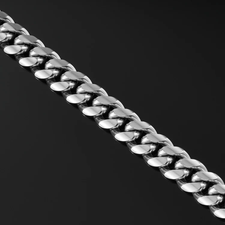 12mm Miami Cuban Link Chain in White Gold - Image 3