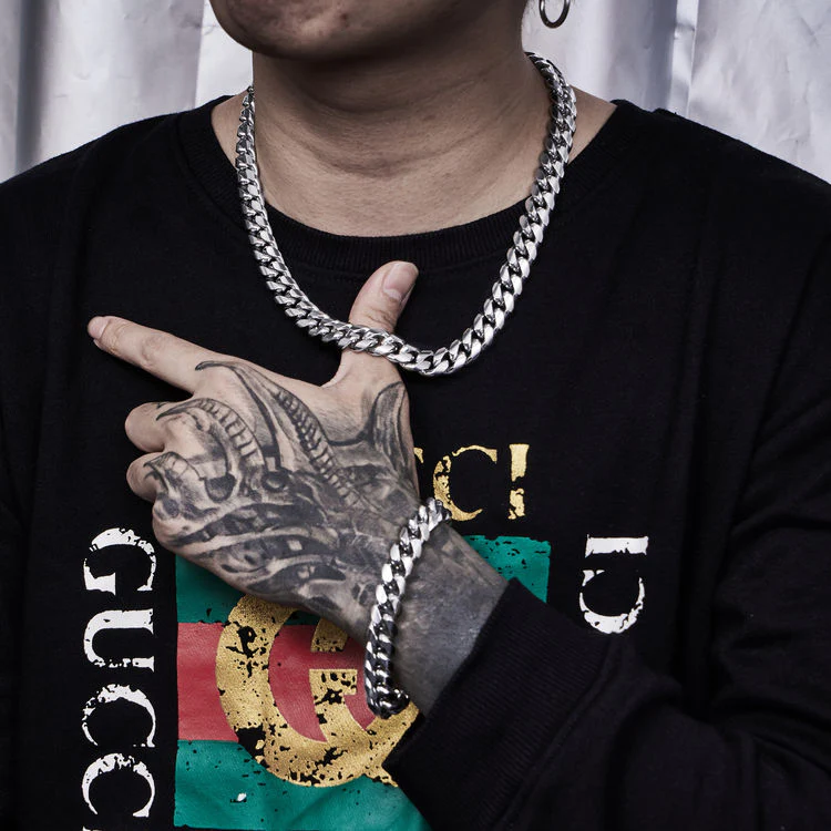 12mm Miami Cuban Link Chain in White Gold - Image 4