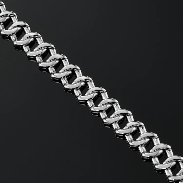 12mm Prong Cuban Link Bracelet in White Gold - Image 4