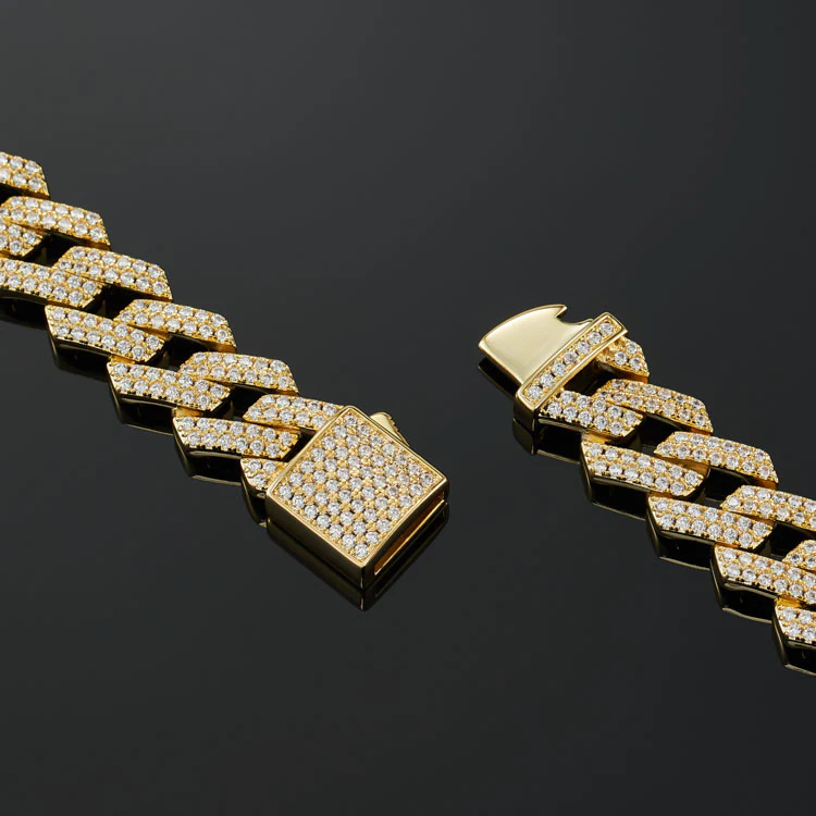 12mm Prong Cuban Link Chain in Yellow Gold - Image 3