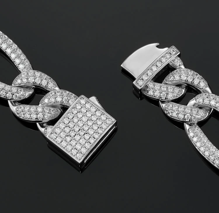15mm Figaro Link Bracelet in White Gold - Image 3