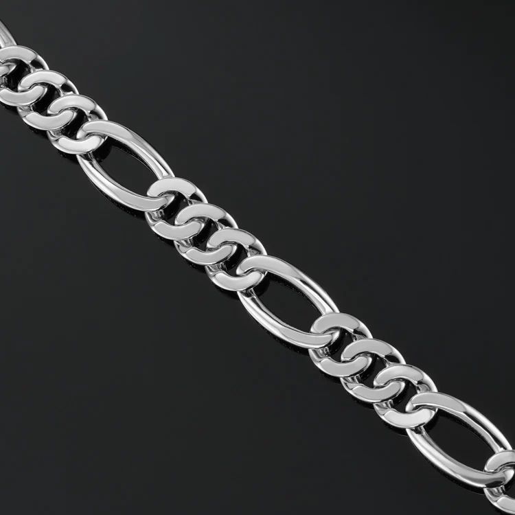15mm Figaro Link Bracelet in White Gold - Image 4