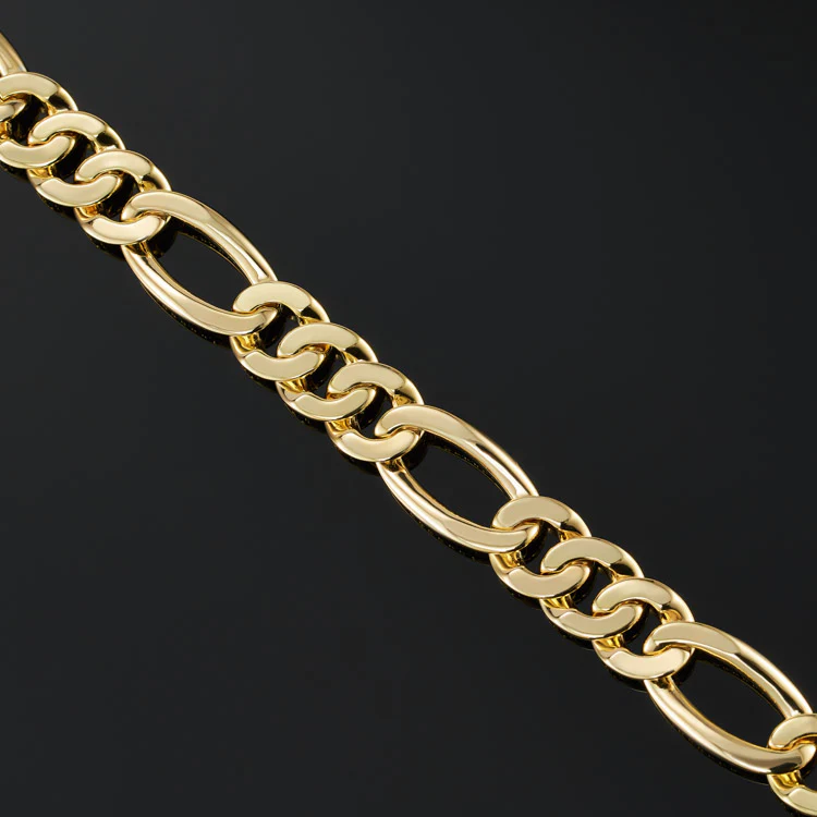 15mm Figaro Link Bracelet in Yellow Gold - Image 4