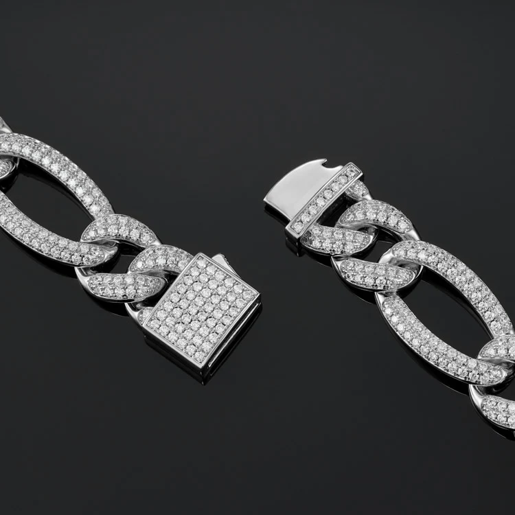 15mm Figaro Link Chain in White Gold - Image 3