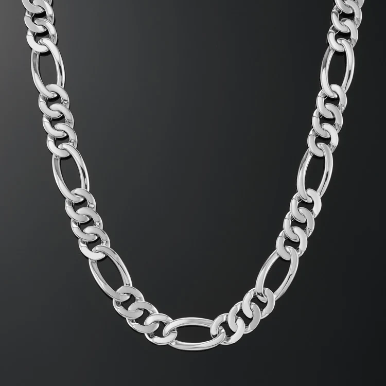 15mm Figaro Link Chain in White Gold - Image 4