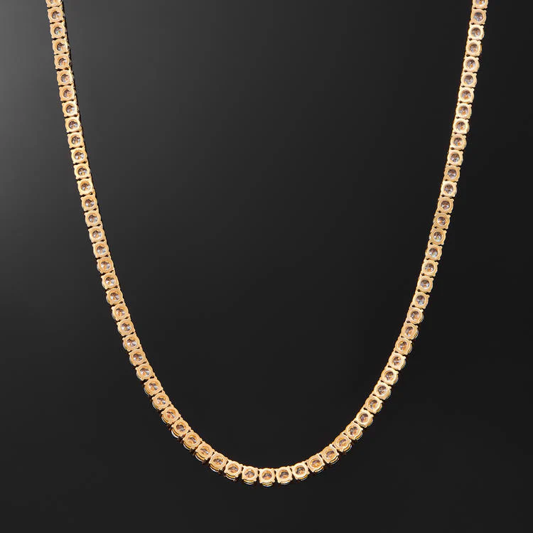 5mm Round Tennis Necklace in Yellow Gold - Image 3