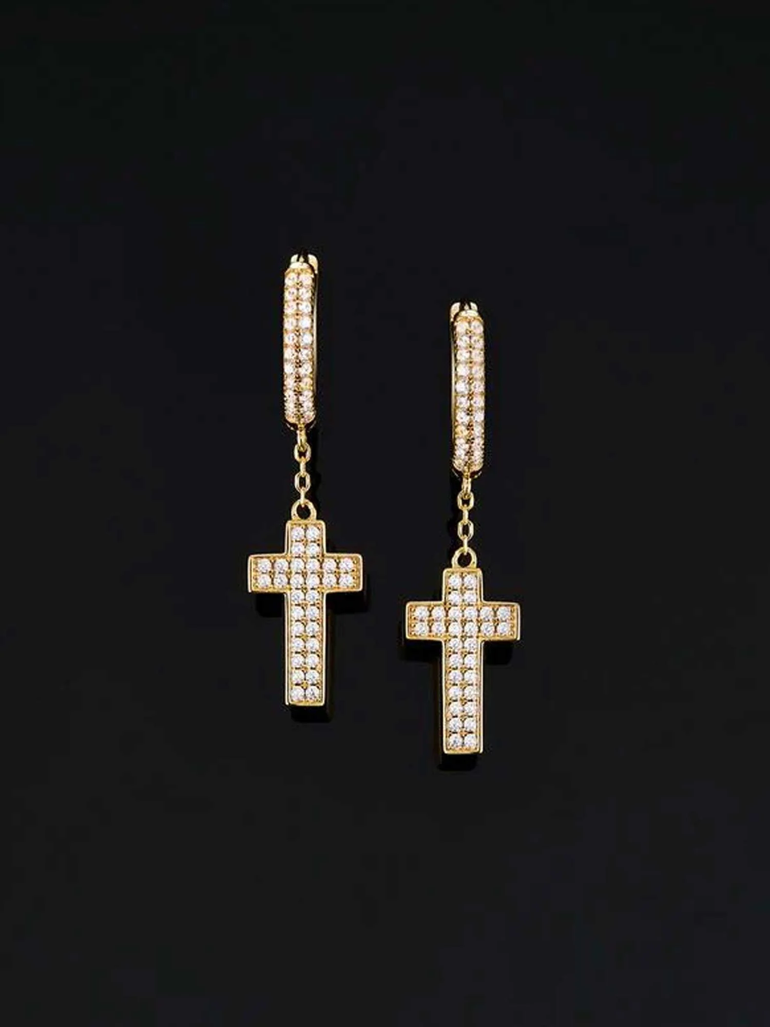 925 Sterling Silver Cross Earrings with  Double-sided drill - Image 4
