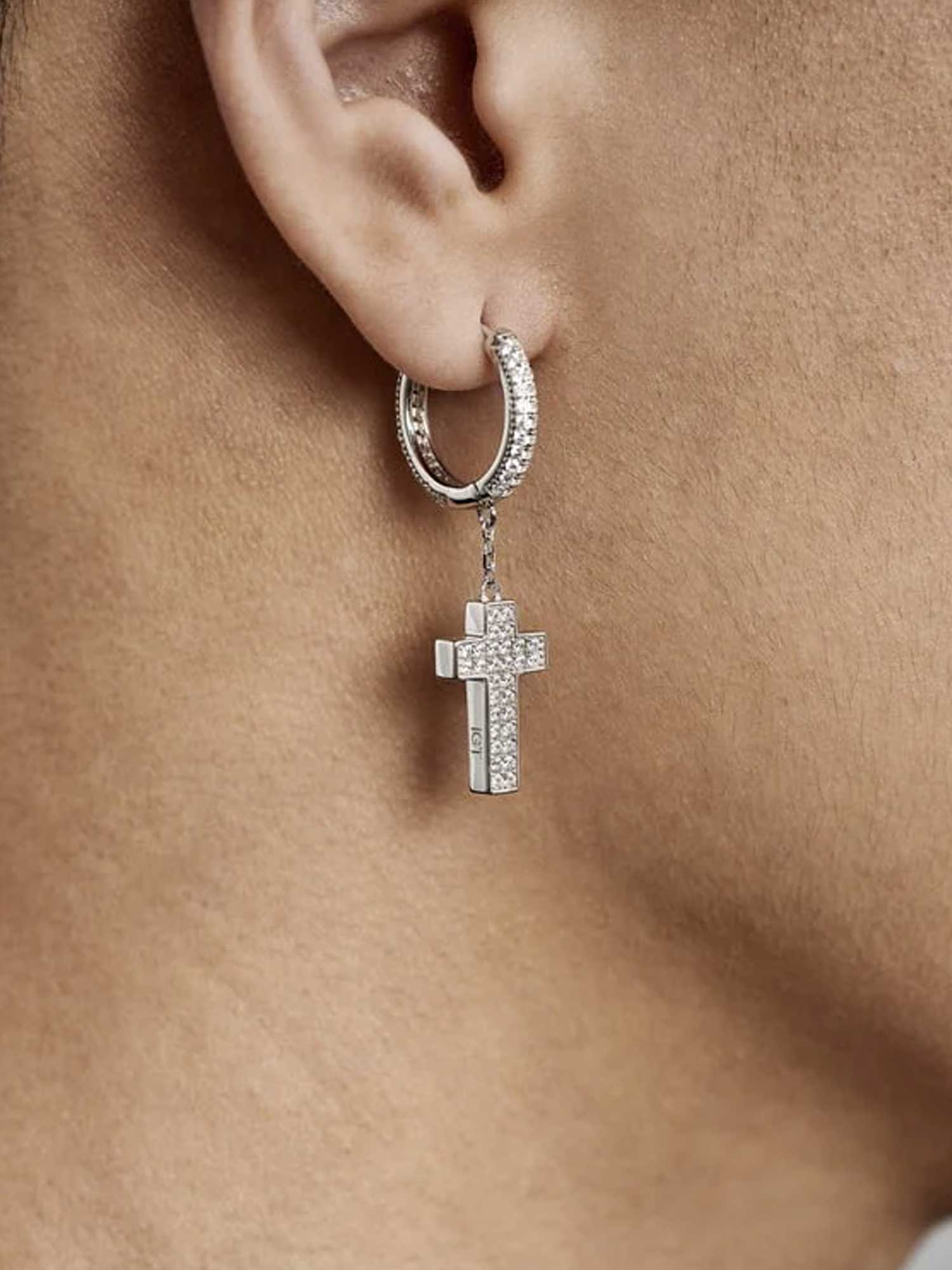 925 Sterling Silver Cross Earrings with  Double-sided drill - Image 5