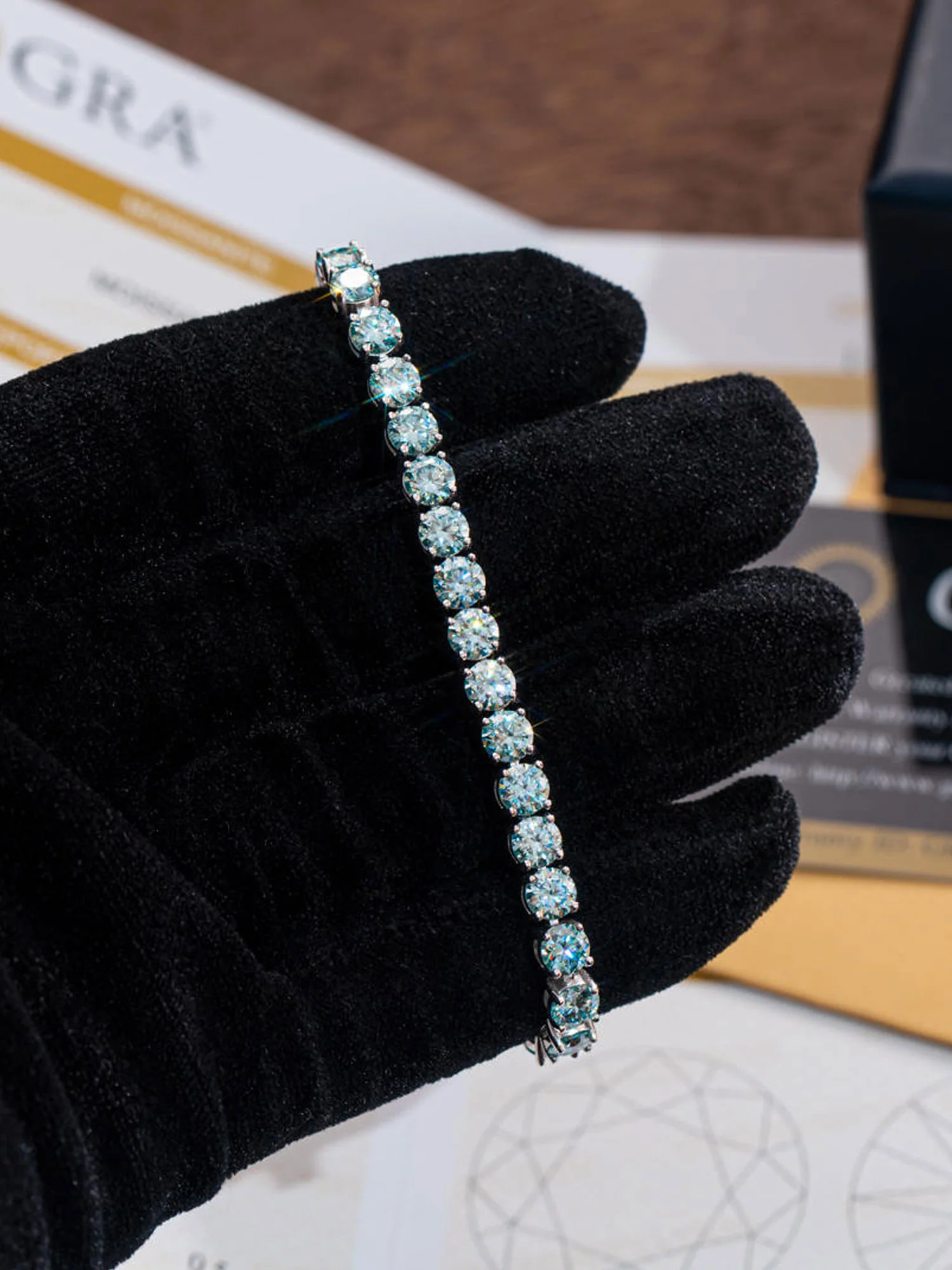 Rare Blue Moissanite Tennis Bracelet - Image 3