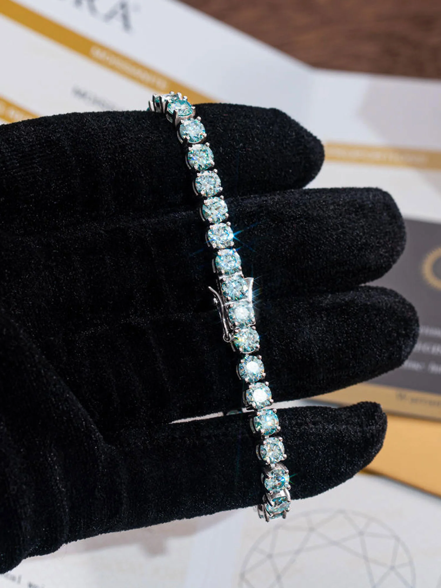 Rare Blue Moissanite Tennis Bracelet - Image 4