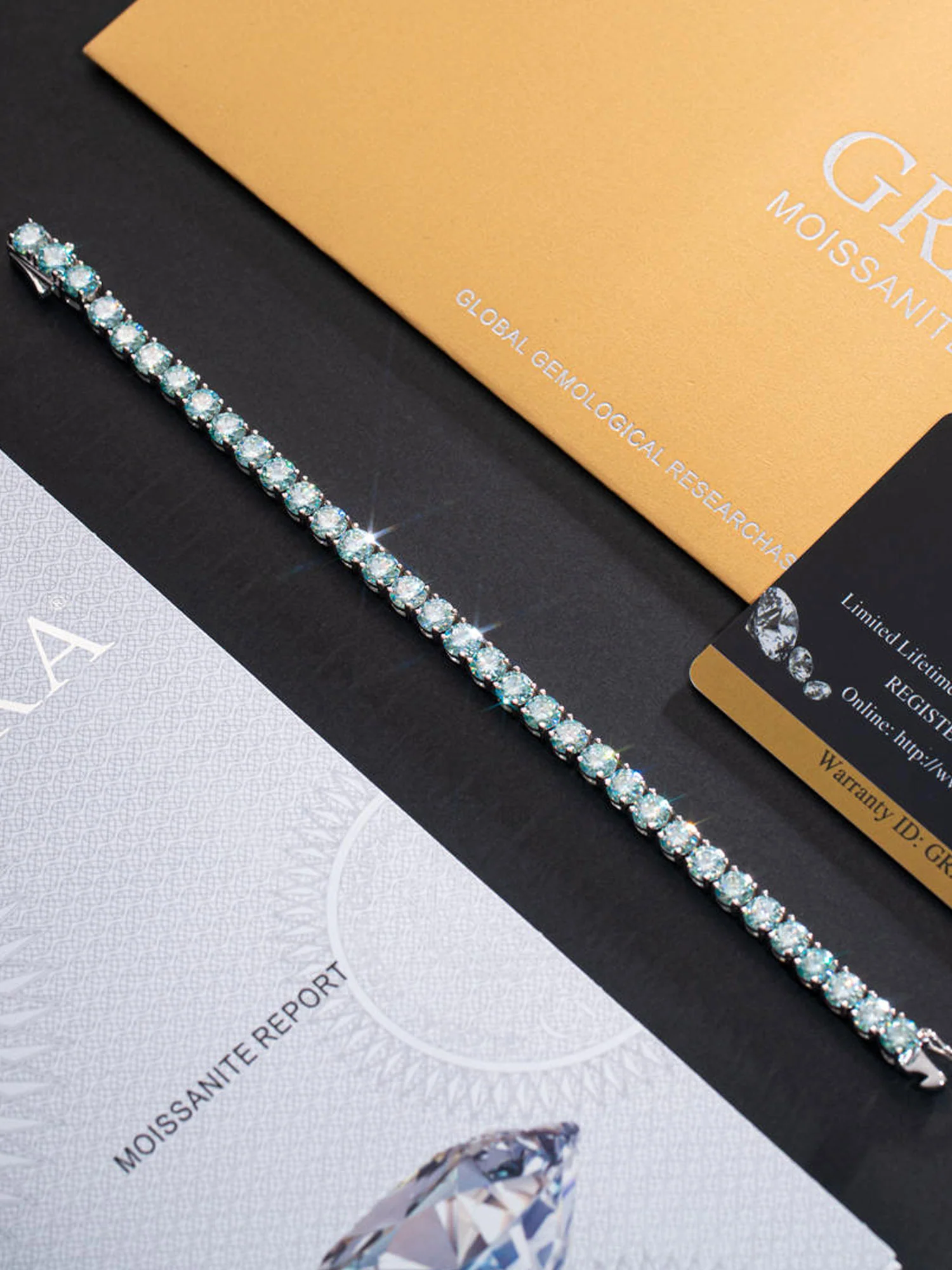 Rare Blue Moissanite Tennis Bracelet - Image 5